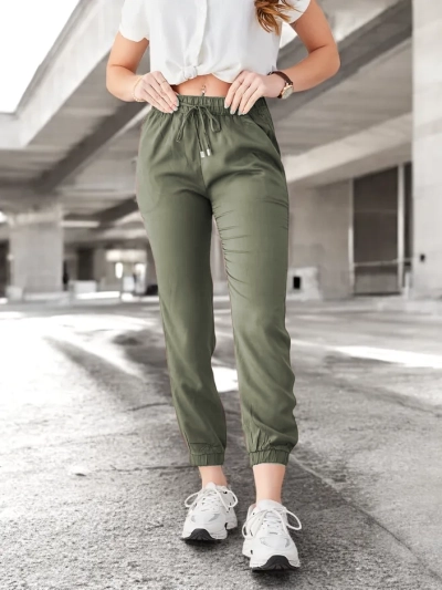 Raffaello Khaki Long Lyocell Pants