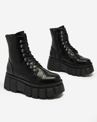 Royalfashion Women's black platform baggers boots Ceminas