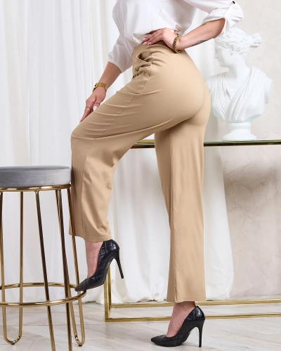 Royalfashion Light brown women's wide fabric pants