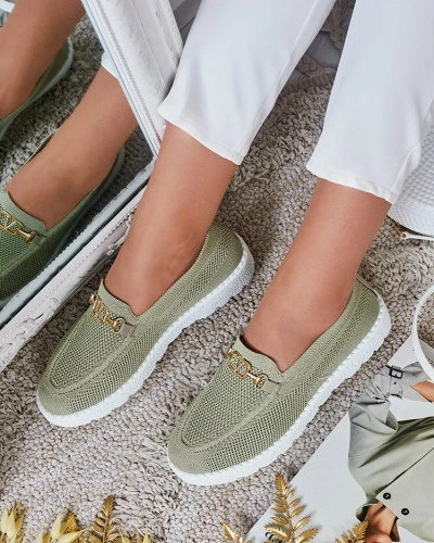 Royalfashion Sieviešu auduma mokasīni ar zelta rotājumiem Erticae