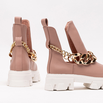 Rozā sieviešu zābaki ar ķēdīti Tenkay - Apavi