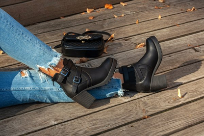 Black boots on the post of Jorgina - Footwear
