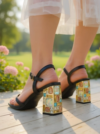 Royalfashion B\/yszczące damskie sanda\/y Crystal Charm