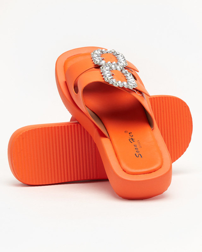 Orange women's slippers with crystals Azazel - Footwear