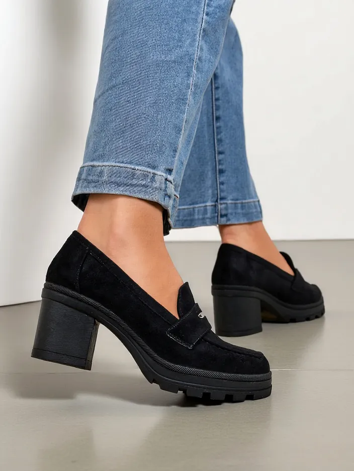 Royalfashion Women's moccasins on a block heel Qerona