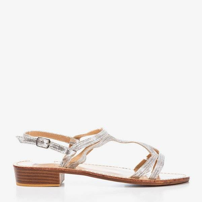 Silver women's low-heeled sandals Treunia - Footwear 1