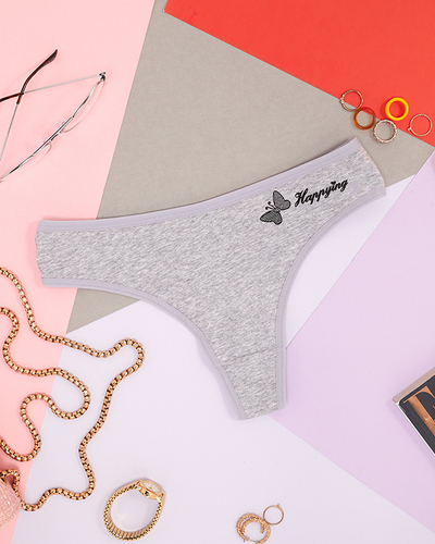 Classic, cotton women's thongs in gray - Underwear