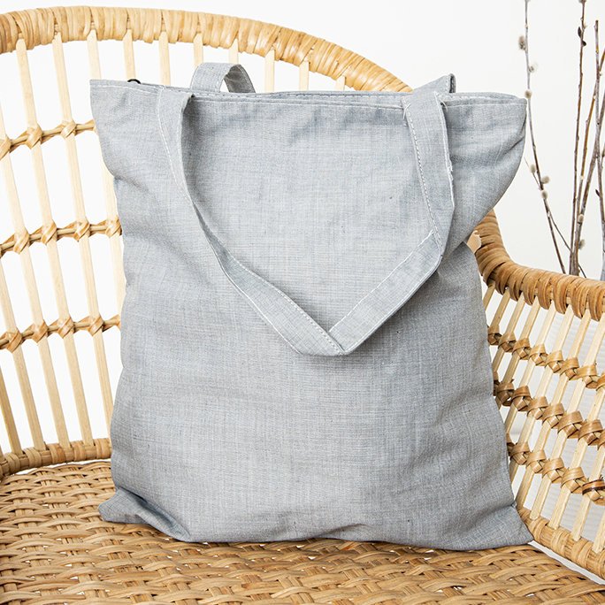 Light gray women's shoulder bag with inscriptions - Accessories