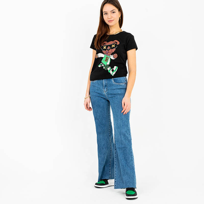 Ladies 'Black Printed T-Shirt - Clothing