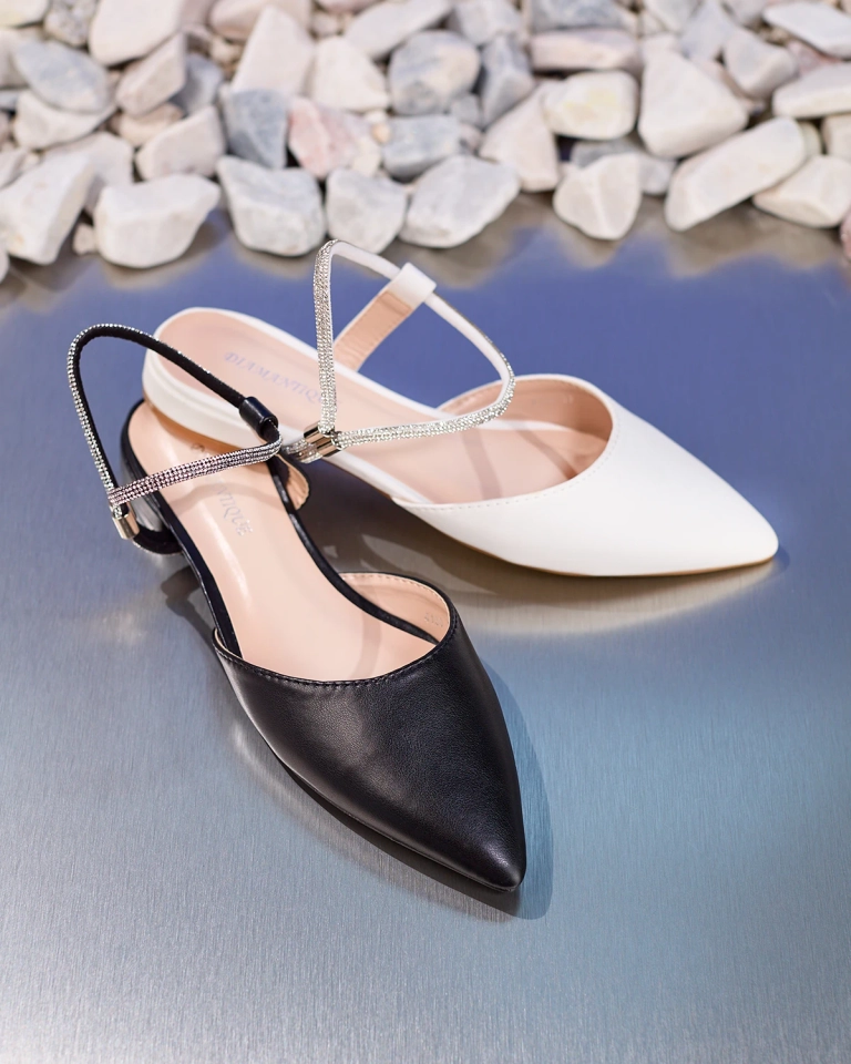 Royalfashion White Women's Embellished Shimmer Sole Flat Heel Sandals