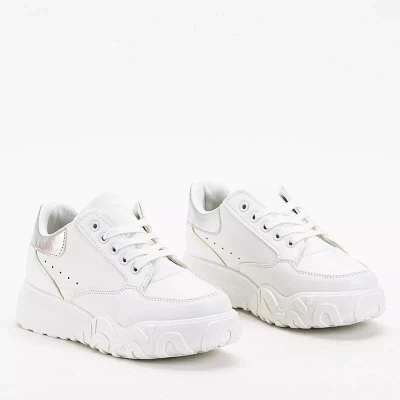 OUTLET Women's white sports shoes with a silver Abi insert - Footwear