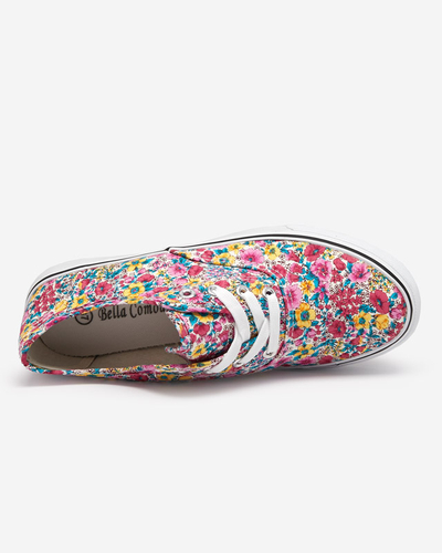 OUTLET Pink women's sneakers with flowers Sertoli - Footwear