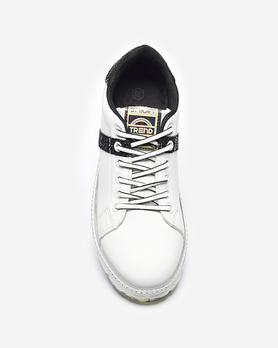 Women's sports shoes in white with black inserts Asxa- Footwear