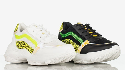 Czarne sportowe buty damskie na grubej podeszwie Fancy Bass - Obuwie