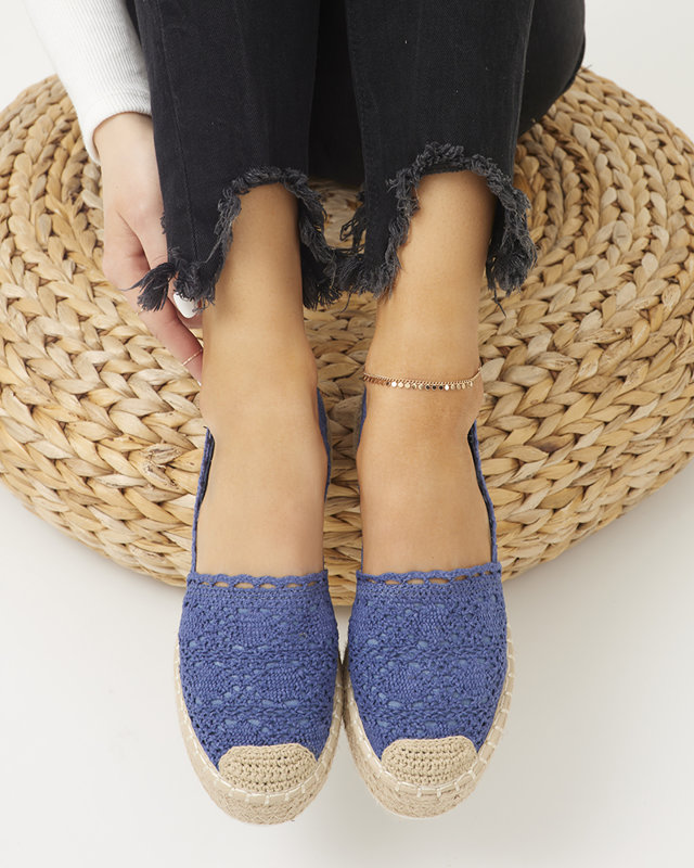 Blue women's openwork espadrilles on the platform Ezerra - Shoes