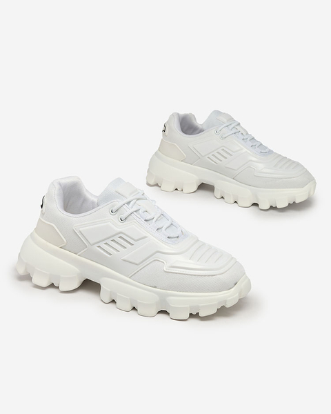 Royalfashion White fabric sports sneakers for men Lamkim