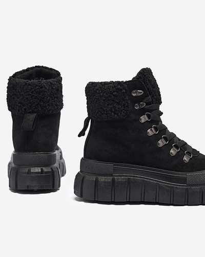 Diana Black Leather Comfortable Winter Ankle Boots