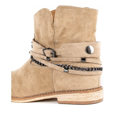 Beige cowboy boots on a Salem wedge heel - Footwear