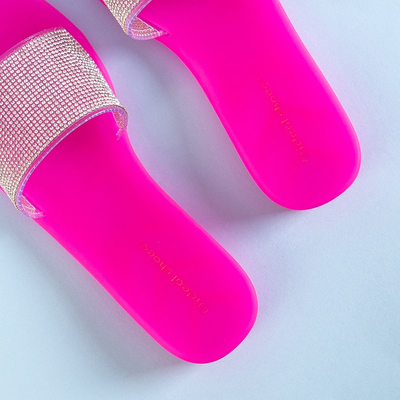Fuchsia women's rubber slippers with cubic zirconia Niamh - Footwear