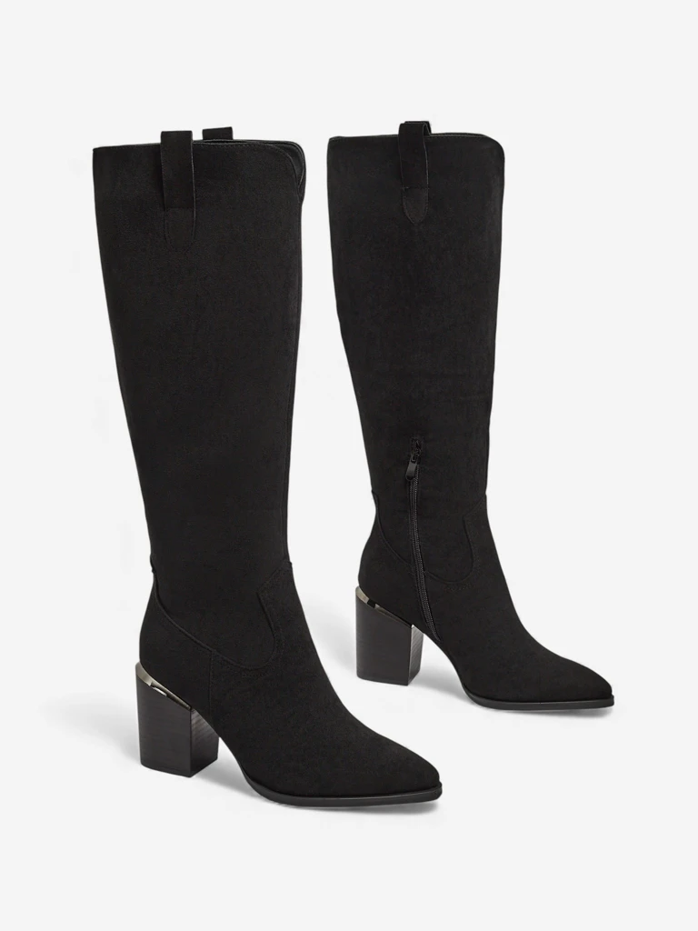 Damskie kozaki eko zamszowe na słupku Ferrevi