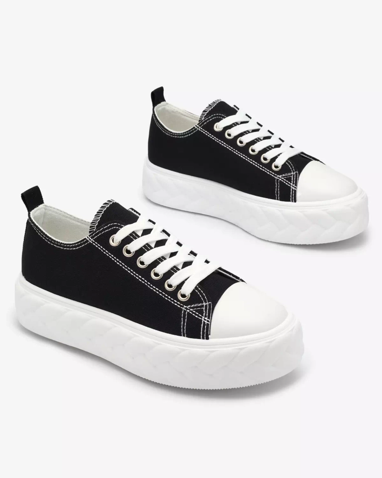 Royalfashion Melnas sieviešu kedas uz platformas Merija