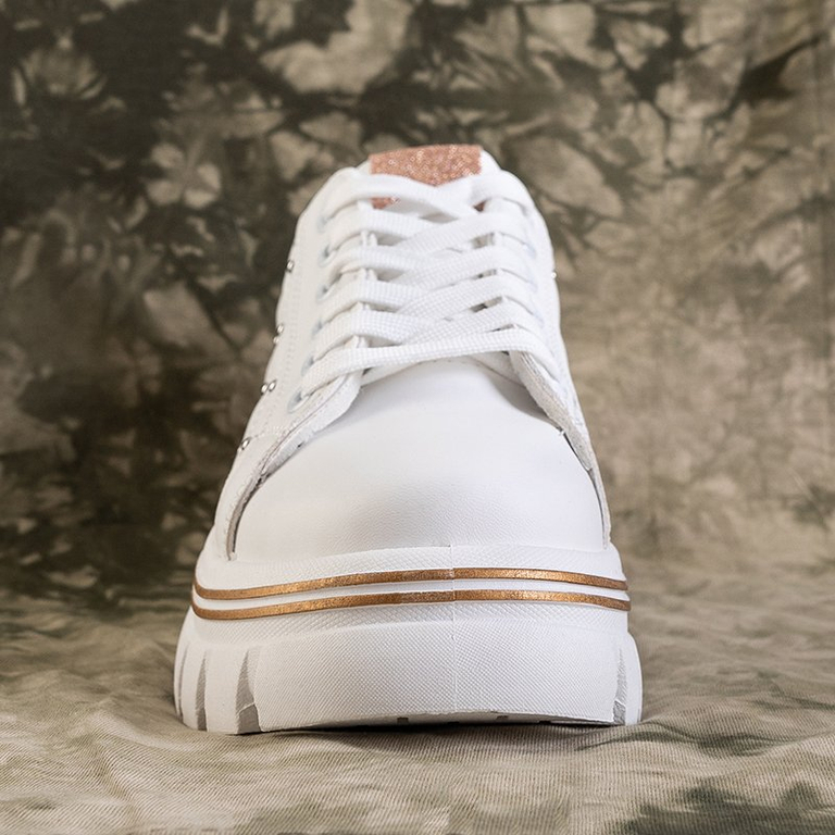 White women's sneakers with a gold glitter insert Yemen - Footwear