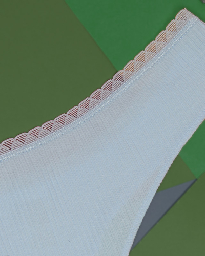 Женские синие стринги в рубчик - Нижнее белье