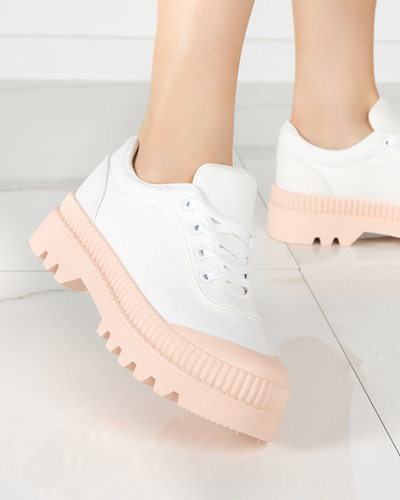 OUTLET Women's white sneakers with pink Comp sole - Footwear