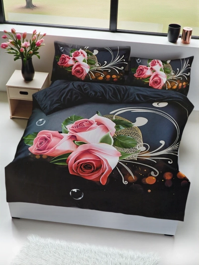 Milano Black and Pink Elegant Bedding Set