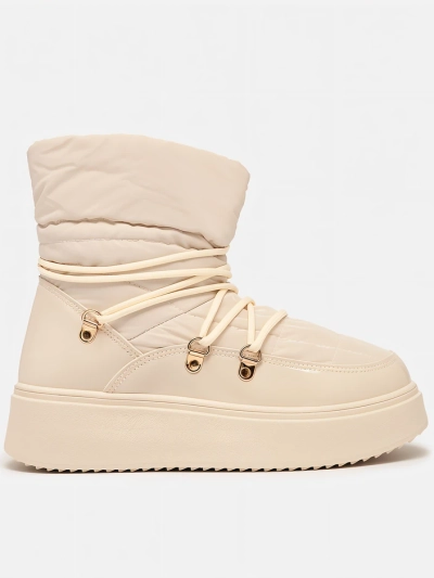 Royalfashion Women's slip-on snow boots in cream color Dabenda
