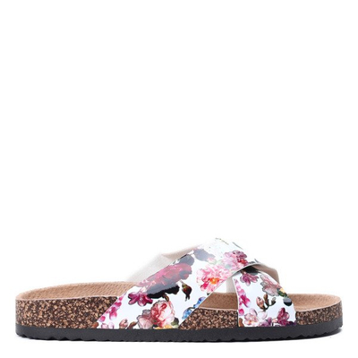 Белые тапочки Descynes с цветочным рисунком - Обувь