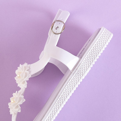 Women's white sandals a'la with Dosana flowers - Footwear