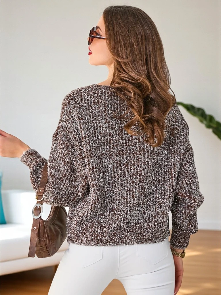 Royalfashion Sieviešu džemperis ar spīdīgu diegu