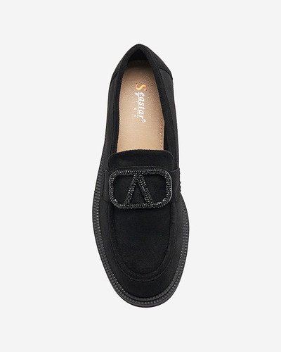 Melni sieviešu mokasīni ar ornamentu Fogras- Footwear