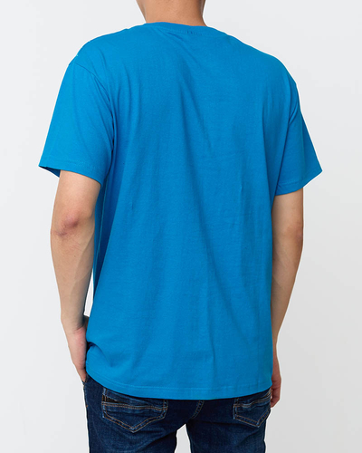Turquoise t-shirt for men with print - Clothing