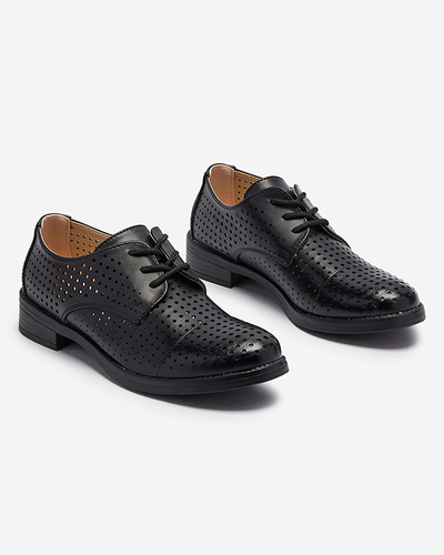 Apaļas melnas sieviešu eko ādas puspēdas Azedvo- Footwear