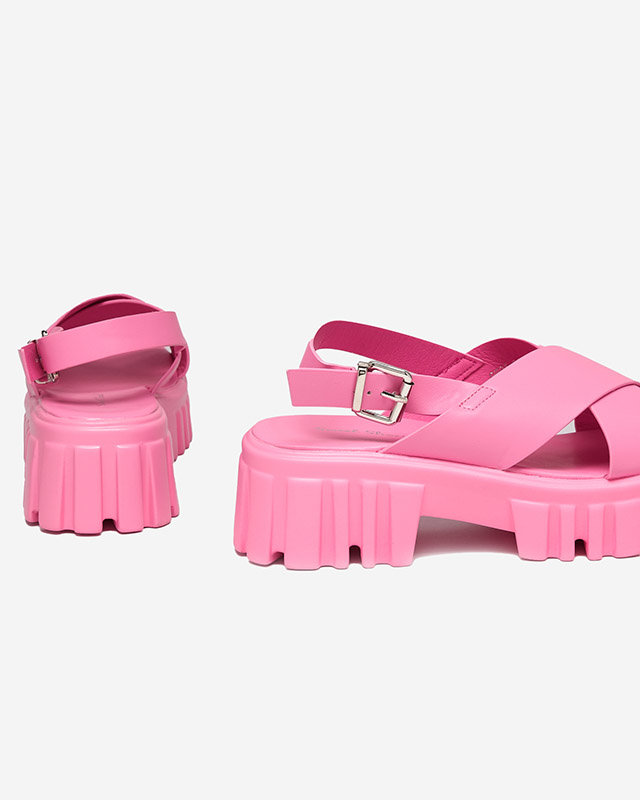 Neona rozā sieviešu sandales uz masīvas Otida zoles - Apavi