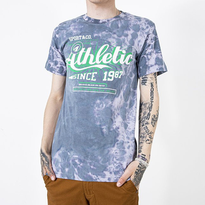 Gray-green cotton print men's t-shirt - Clothing