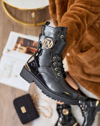 Royalfashion Sieviešu lakoti bagger zābaki melnā krāsā Simbeba