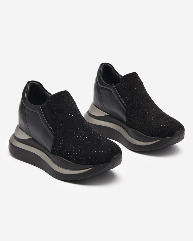 Black women's sneakers with a hidden wedge Elema - Footwear