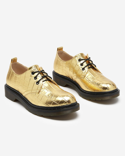 Gold women's shoes with Seniri embossing - Footwear