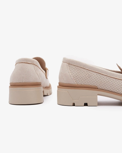 Кремовые ажурные женские мокасины с цепочкой Imerila - Обувь