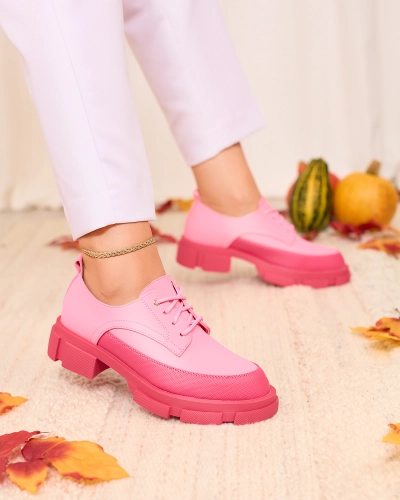 Royalfashion Pink Sieviešu matēti puspapēžu zābaki ar cietu zoli Trendy Chunky