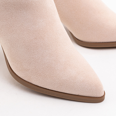Beige women's classic boots on a post Asya - Footwear