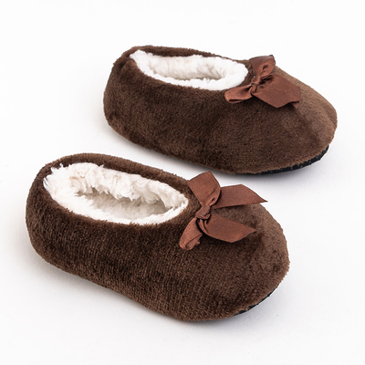 Brown children's warm slippers - Footwear