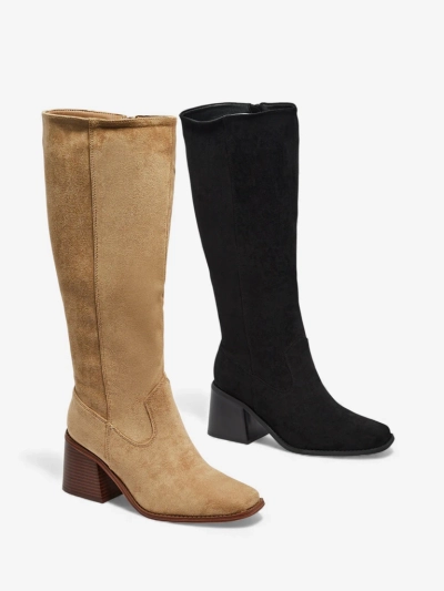 Damskie kozaki eko zamszowe na s
upku Ernala