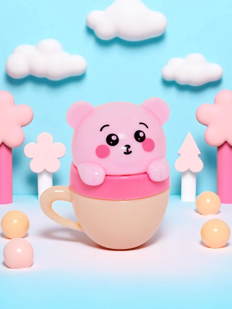 Children’s lip balm with a teddy bear in a cup – moisturizes and regenerates