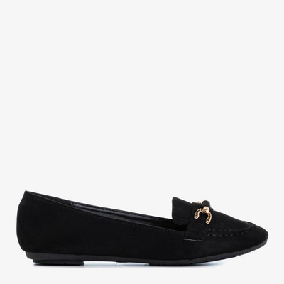 Black loafers with a decorative Tessea plate - Footwear
