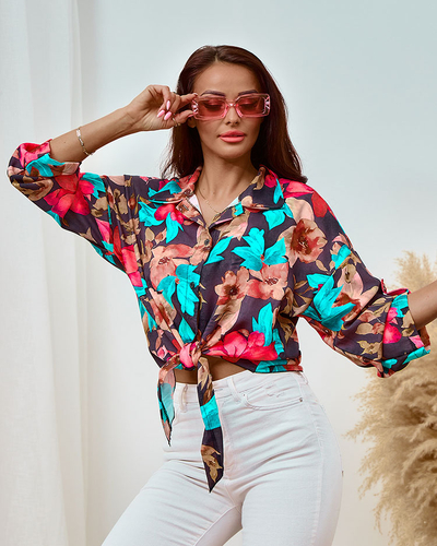 Royalfashion Sieviešu īsais krekls ar ziediem