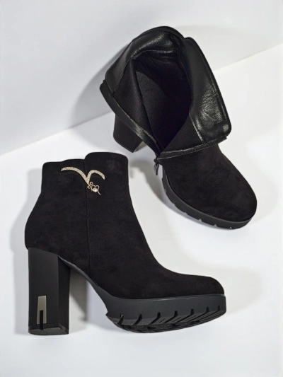 Luna Black Elegant Evening Ankle Boots
